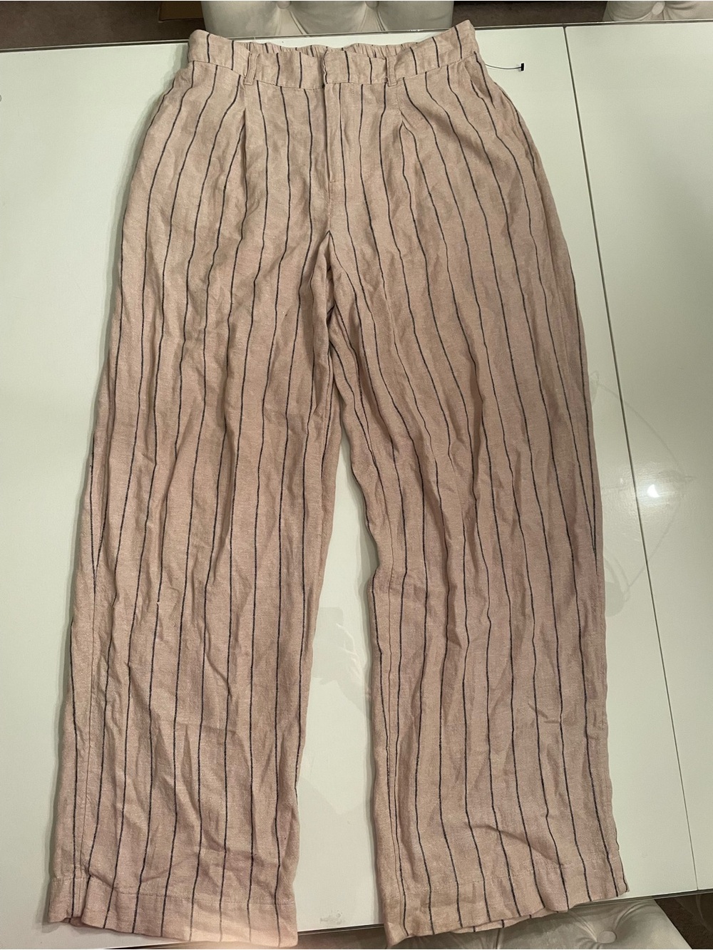 a new day Pink Stripe Relaxed Fit Linen-Blend Chinos
